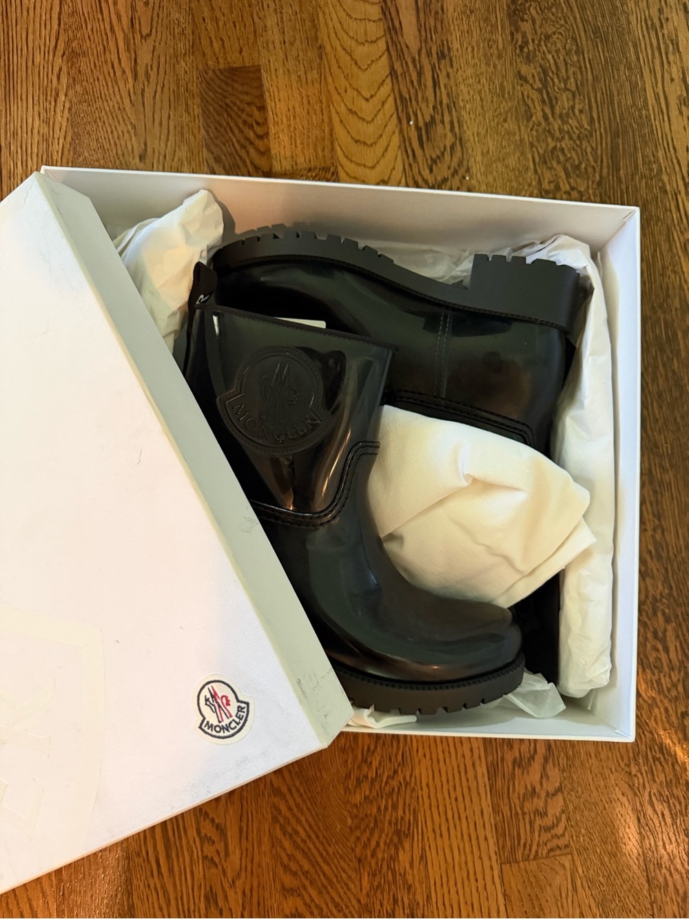 Moncler Kids Glossy Black Chelsea Rain Boots